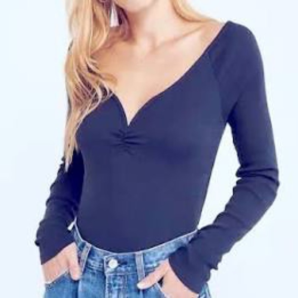 A&F | Notch-Neck Ribbed Top